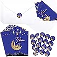 Fancy Land Eid Mubarak Greeting Cards12PCS Ramadan Money Holder Cards with Envelopes EID Religious Foil Greeting Cards