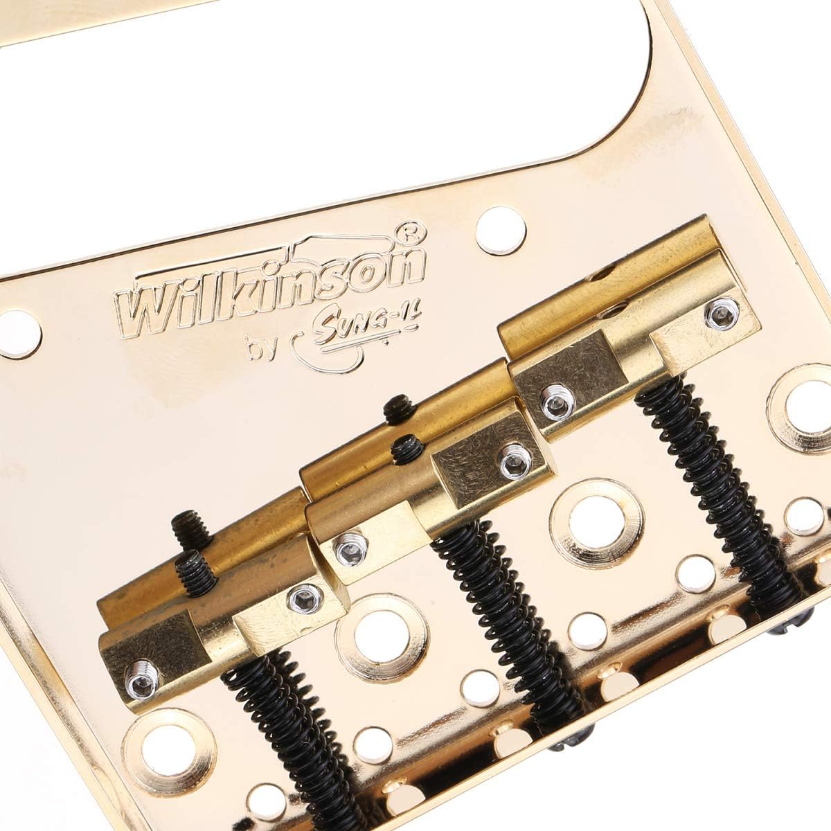 Wilkinson WTB Ashtray Brass Compensated 3-Saddles Telecaster Bridge for Tele Guitar Gold - Image 5