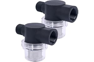 EINDER RV Water Pump Filter Compatible with WFCO or Shurflo Water Pumps 1/2" NPSM Inlet/Outlet for RVs, Boat Replacements Twist On Pipe Strainer 2-Pack