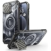 SUPCASE for iPhone 15 Pro Max Case with Camera Cover & Stand (UBMag XT) [Compatible with MagSafe] [Built-in Kickstand] [Military-Grade Protection] Heavy Duty Rugged Magnetic Phone Case, BlackRipple
