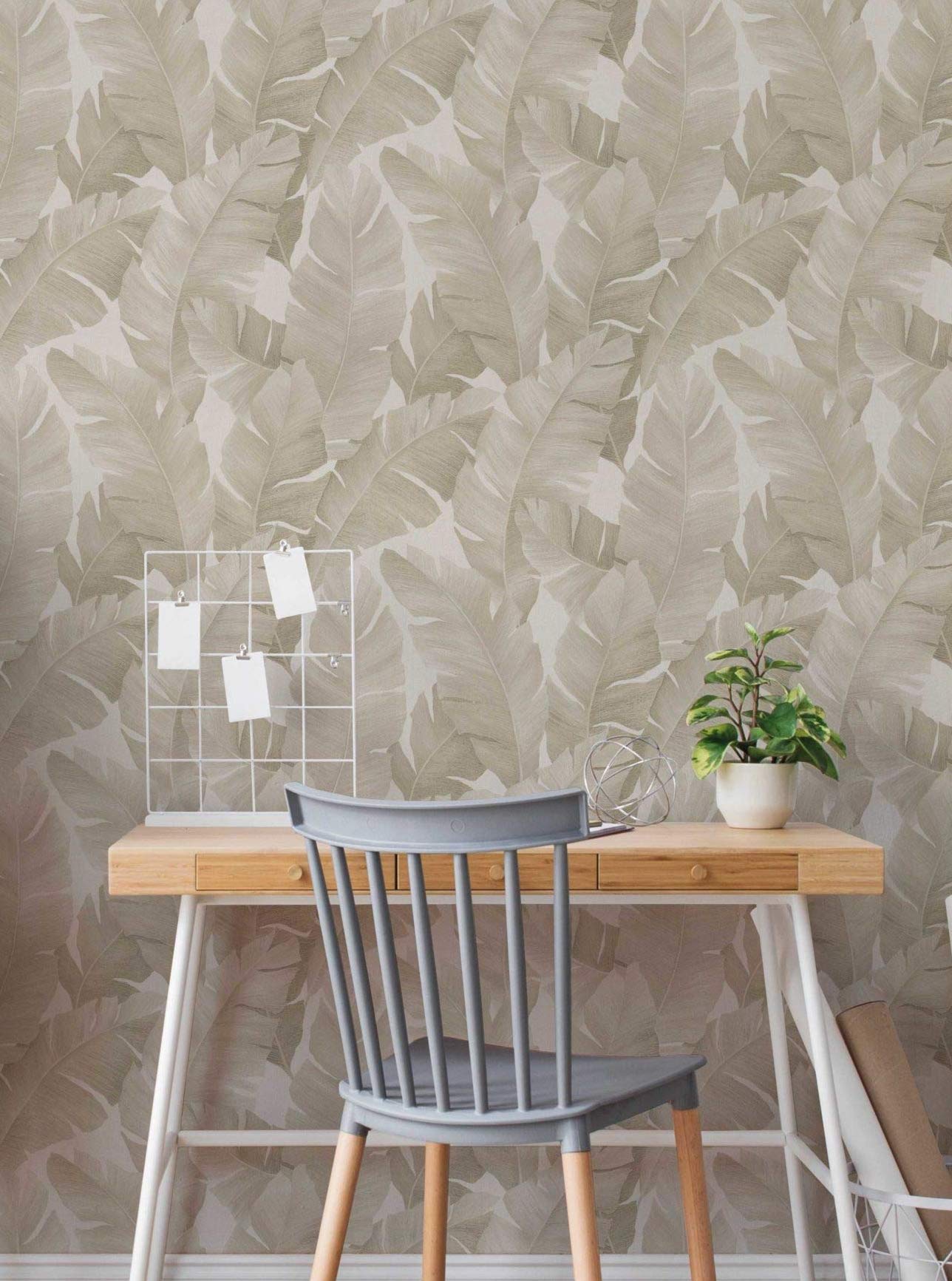Beige Nature Wallpaper Floral Leaves Plant Leaf for Bedroom Living Room or Kitchen Made in Germany 10,05 x 0,53m Avalon 31625