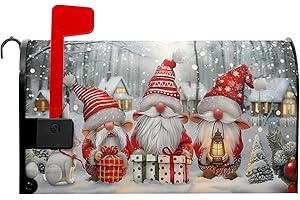 STITCHKOZY Christmas Mailbox Covers Magnetic Standard Size Santa Claus Mailbox Cover Hello Winter Mailbox Wrap Gnome Letter Box Cover Home Decor Outdoor Garden Decor 21x18 Inch