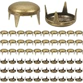TIXIPEM Round Dome Rivets [100pcs] - 8mm Round Dome Studs Metal Claw Beads Nailhead Rivets Spike Studs for Leather Craft &amp; Hat &amp; Clothes &amp; Belt &amp; Bracelet Accessories - [Brown]
