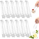 Perusiaw 10Pcs Clear Plastic Serving Tongs, 6.3 Inches Small Disposable | Mini Plastic Tongs for Food, Party, Buffet, Salad, Appetizer, Ice, Candy, Catering, Fruit, Easy to Hold and Clean
