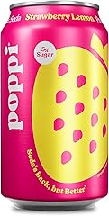Poppi Sparkling Prebiotic Soda Beverage with Apple Cider Vinegar, Seltzer Water and Fruit Juice, Strawberry Lemon Flavor, 12 