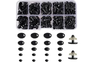 Zhbrchz 272pcs Plastic Safety Eyes and Noses 5 Sizes Black Craft Oval Nose Eyes with Washers for Amigurumi Crochet Bears Puppet Stuffed Animals Doll Making