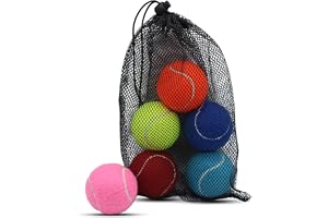 SHYUJAJIE Tennis Ball,6 Pack Practice Balls Bulk,Dog Balls with Mesh Bag | Colorful Heavy Duty Tennis Training Ball for Begin
