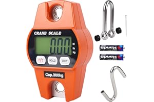 Outmate 660lb/300kg Digital Crane Scale - Compact LCD Handheld Hanging Scale for Garage, Farm, Hunting, Fishing & More(300kg/Plastic/Orange)