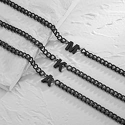 DuoDiner V Letter Necklace Initial Cuban Link Chain