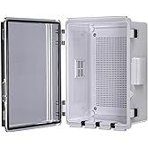 Animacyn ABS Electrical Junction Box, Ventilated Design, Cable Grommets, IP65 Waterproof Enclosure, Indoor/Outdoor Use with Mounting Panel (Clear Cover, 11.8"x7.9"x5.1")