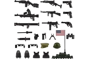HIMIRICH Military Weapons Pack 24 Pcs U.S. Accessories Kits Toys, Army Equipment Gear WW2 Guns for Boys 6+, Compatible with Mini Figure of Major Brand