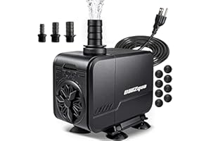 BaoZqua 580GPH (2200L/H) Submersible Water Pump, 32W Ultra Quiet Fountain Pump with 7.8ft High Lift, Adjustable Flow with 3 Nozzles for Aquarium Fish Tank, Small Pond, Waterfall, Hydroponics & Garden