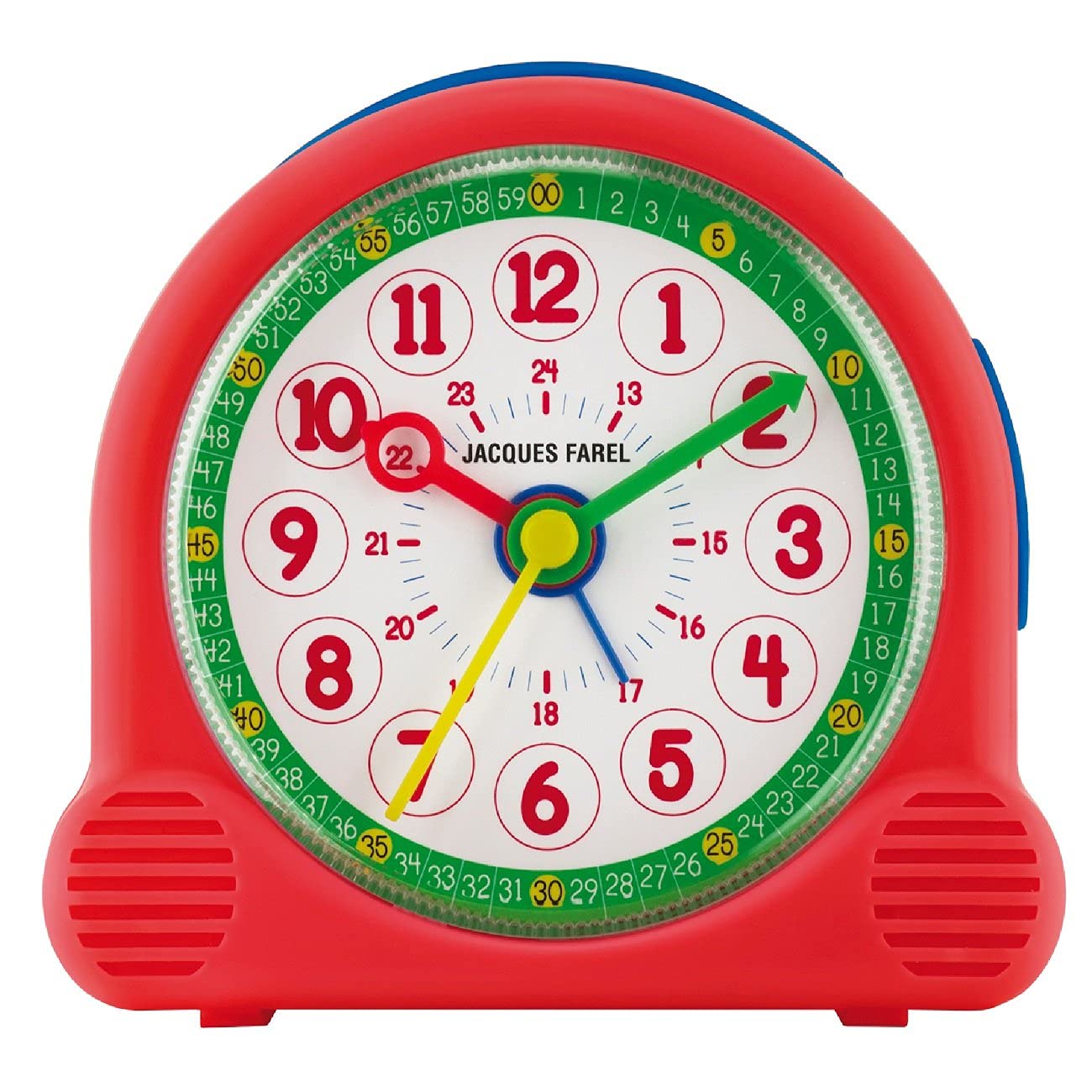 Jacques Farel Happy Learning ACL 03 Children's Alarm Clock for Girls and Boy, Without Ticking, Snooze, Analogue Quartz, Red