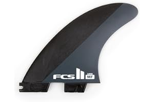 FCS II Mick Fanning Neo Carbon Large Tri Fins - Black / Charcoal | Designed for Power, Speed, & Quick Response, Ideal for Open Face, Down-The-Line Waves & Point and Reef Breaks
