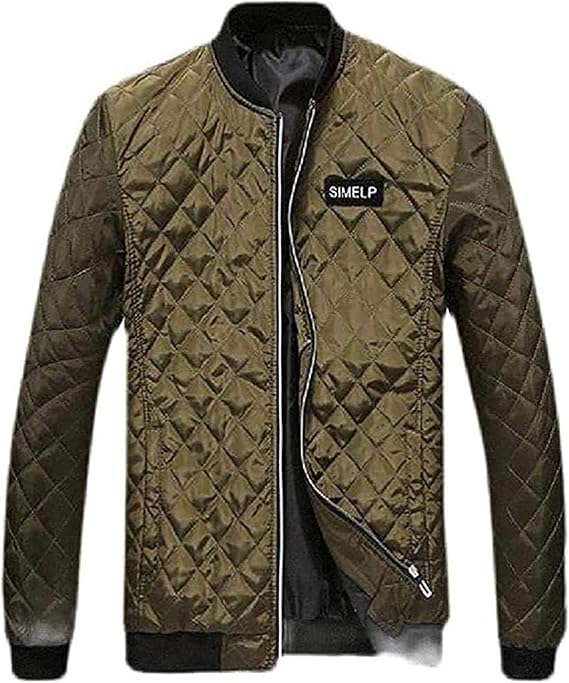 Mens Quilted Slim Fit Baseball Long Sleeve Outwear Jackets Coat at