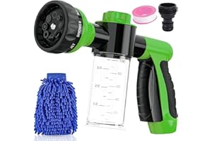 Garden Hose Nozzle Adjustable Hose Spray Nozzle High Pressure 8 Watering Pattern with 3.5Oz Soap Sprayer Power Garden Water H