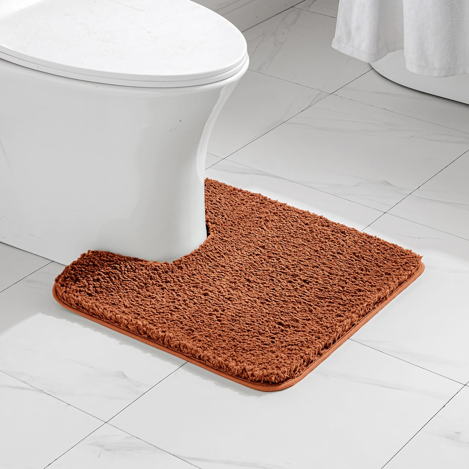 MIULEE Bath Mat Non Slip Absorbent Bathroom Soft luxurious Shower Small Mat Doormat Inside Rugs Kitchen Rugs Carpet Mat Washable for Bathroom Bedroom Kitchen Entrance 50x50 cm Brick Red