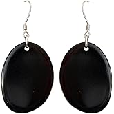 Tagua Earrings Black Chips Handmade Fair Trade, LIghtweight, by Florama Natural Jewelry