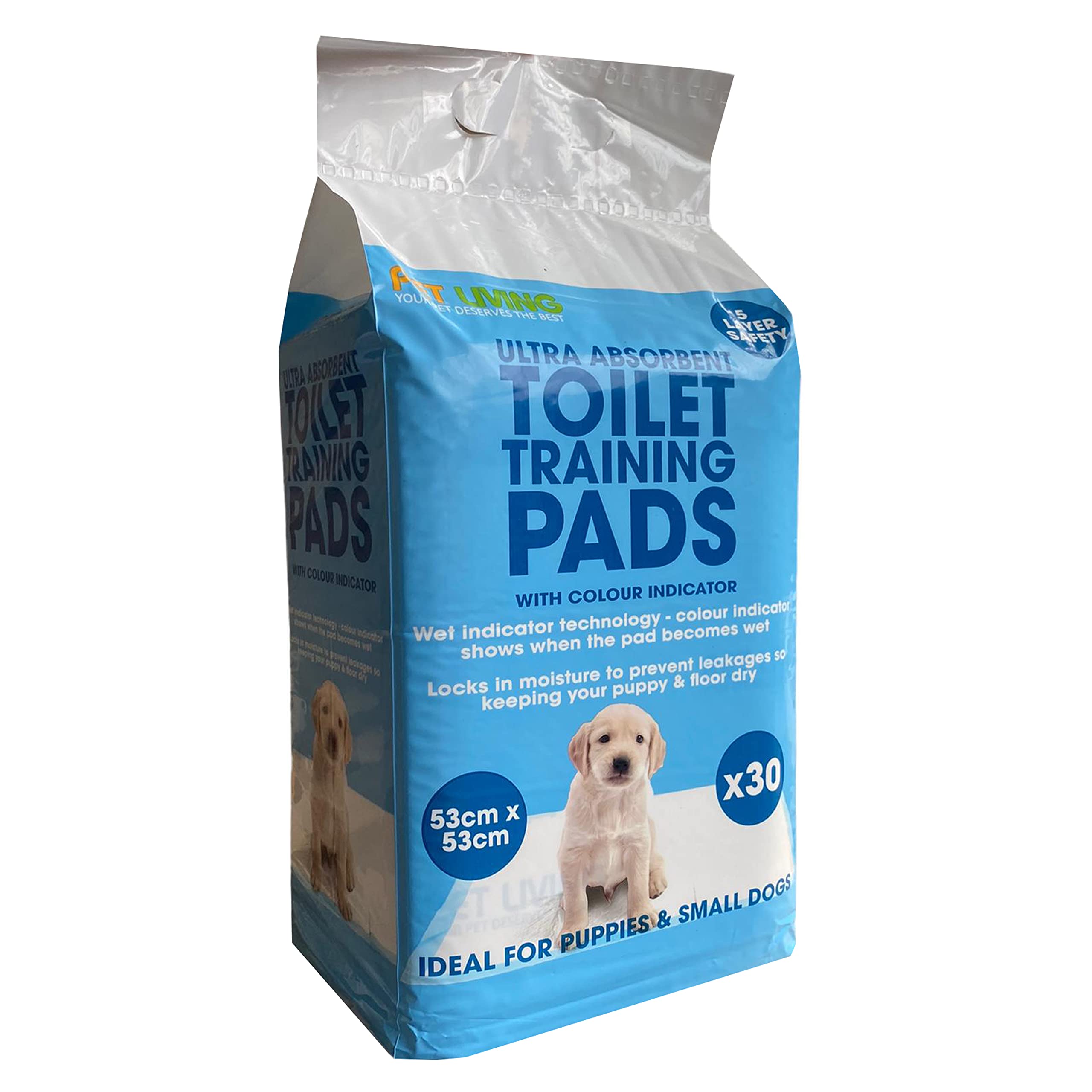 Ultra Absorbent Toilet Training Pads For Puppies and Dogs Training Pads With 5 Layer Safety 53CM X 53CM Large Size (30 PADS)