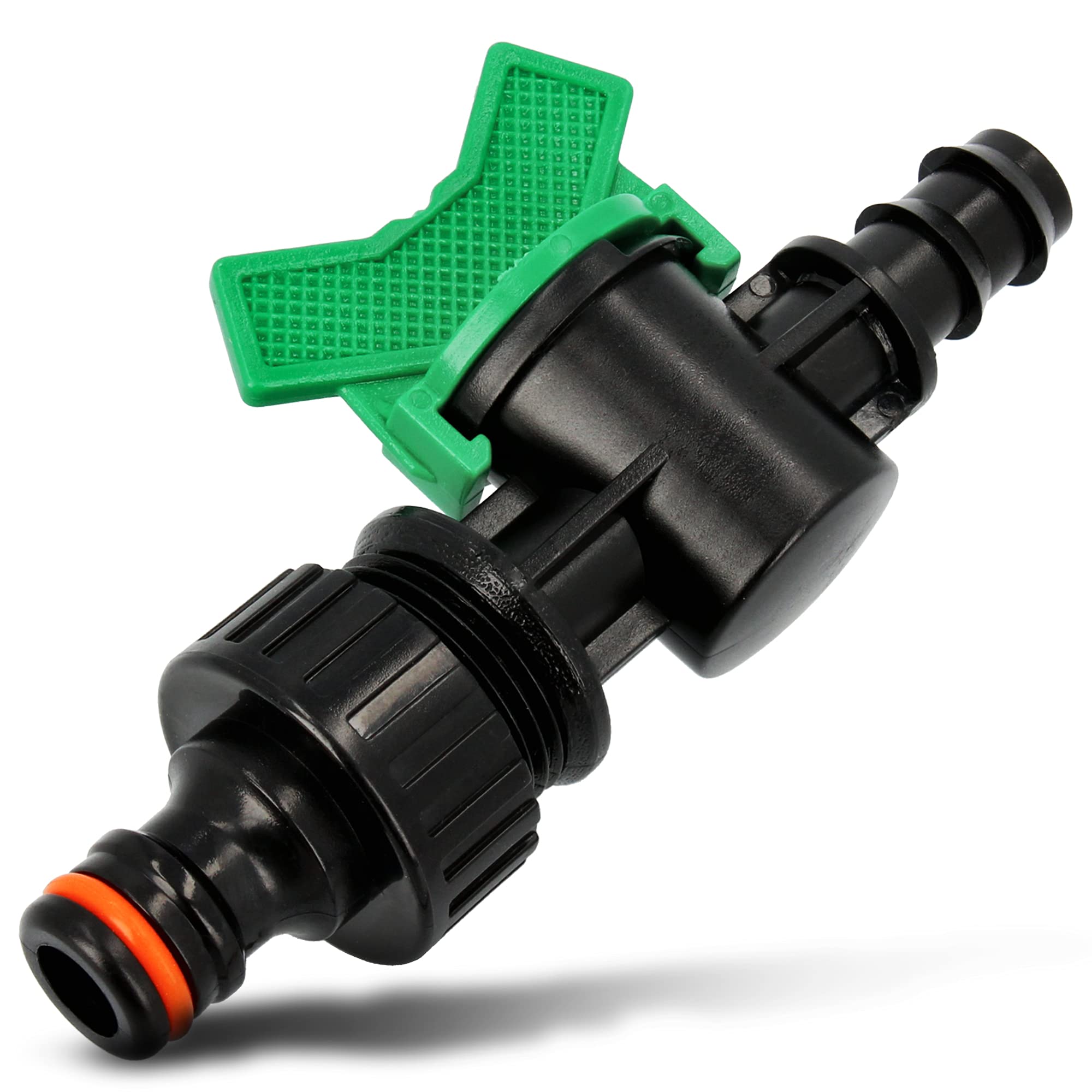 BRADAS® regulating valve shut-off valve hose connection 16 mm with 3/4 inch reduction tap adapter tap connector black line garden hose ball valve hose connection irrigation system
