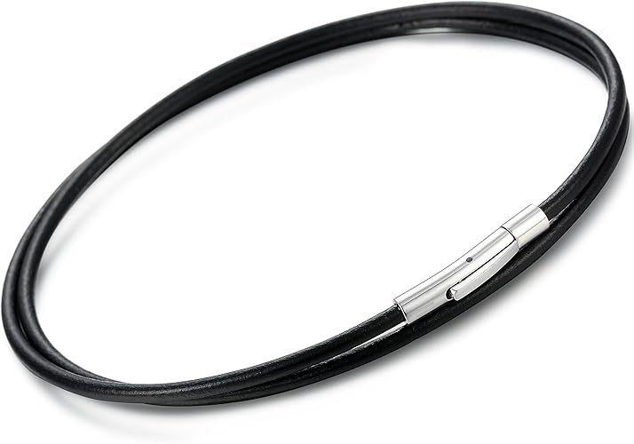 Amazon Jstyle ジェイスタイル 幅3mm レザー ネックレス チョーカー メンズ ネックレス レディース シンプル ブラック 革 ネックレス ステンレス留め具 41cm ネックレス 通販