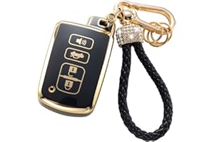 Gematay for Toyota Key Fob Cover with Lanyard, Key Case Shell Compatible with Toyota Avalon Camry Corolla RAV4 Sequoia Highlander 4 Buttons Smart Key Holder