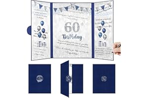 TOGVU Blue 60th Birthday Decorations for Men, Navy Happy 60th Birthday Guest Book, Alternative 60th Signature Guestbook Creative, Cheers to 60 Years Old Gift, 60th Birthday Sign Card Board Party Decor