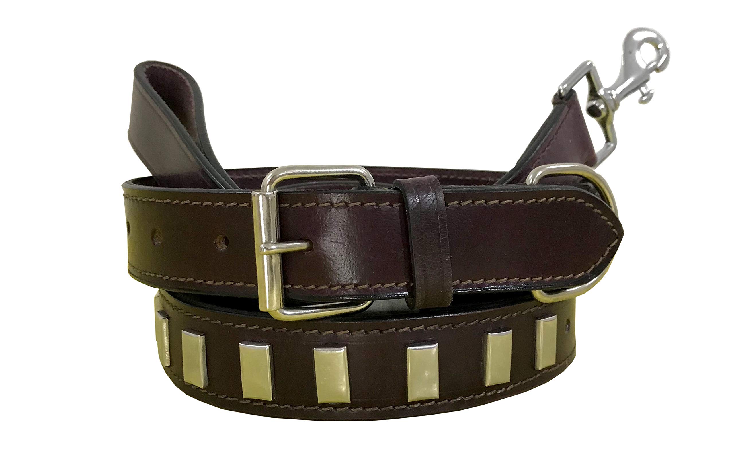 BRADLEY CROMPTON Genuine Leather Matching Pair Dog Collar and Lead Set M
