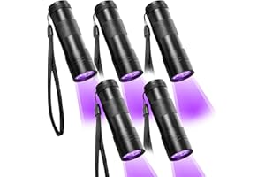 Beinhome 5 Pack UV Flashlight Black Light 12 LED Ultra Violet Blacklight Detector for Dog Cat Urine, Pet Stains, Bed Bug, Scorpion with 5 AAA Free Batteries
