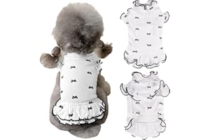 Yoolhamy Small Dog Clothes Extra Small Dogs Spring Summer Dress Cute Soft and Breathable Outfits for Female Chihuahua Shih Tzu Yorkshire Puppy Cats (White Dress, Small)