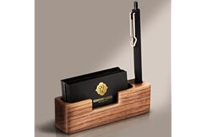 WOODAMORE Business Card Holder for Desk - Wood Business Card Holder Display, Desk Business Card Holder for Men, Desktop Business Card Stand for Office