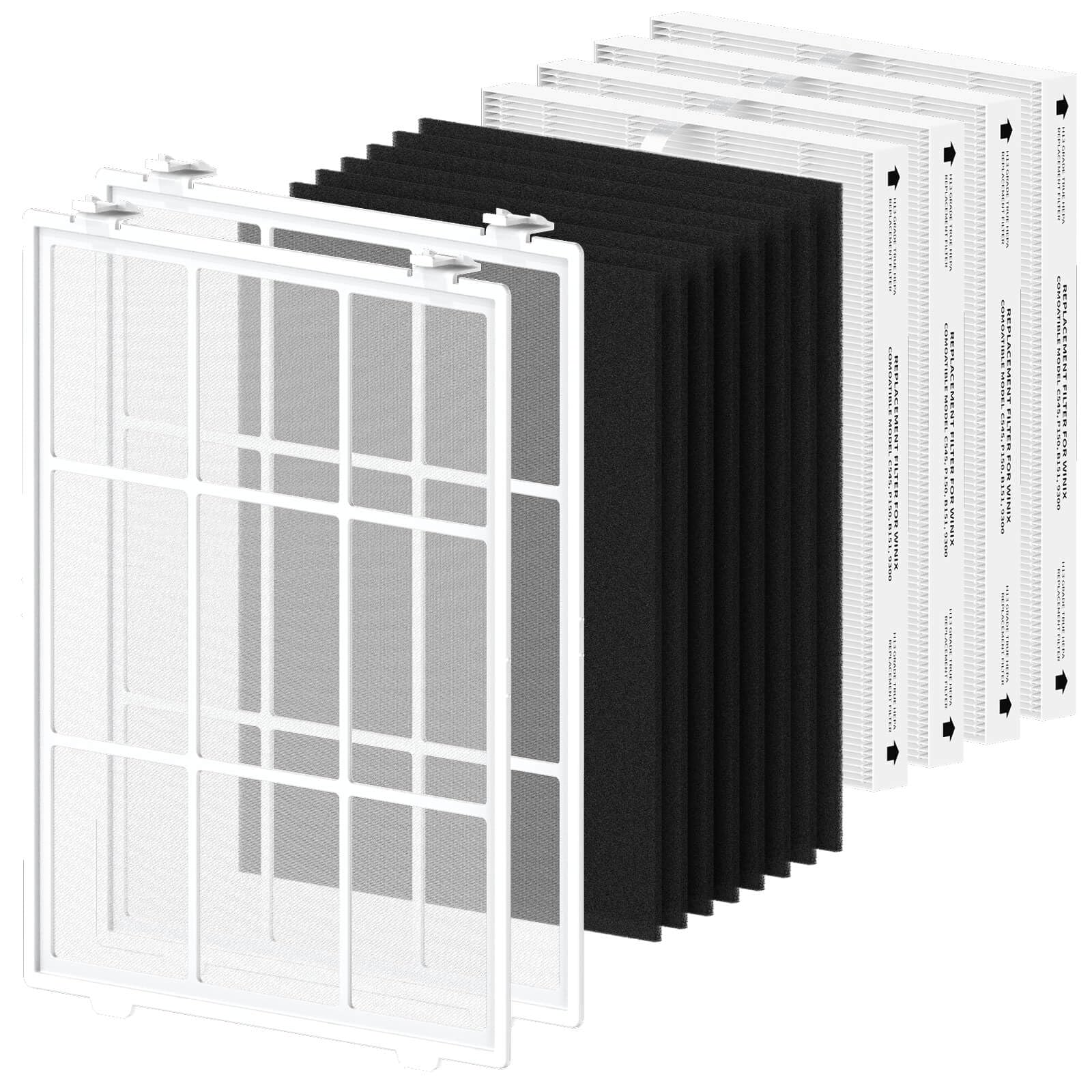 Photo 1 of (USED/FAIR) (PARTIAL SET) C545 True HEPA Replacement Filter S fit for C545, B151, P150, 9300, Part 1712-0096-00 and 2522-0058-00, 2 Washable Fine Mesh Pre-Filter, 4 True HEPA and 8 Carbon Filter
