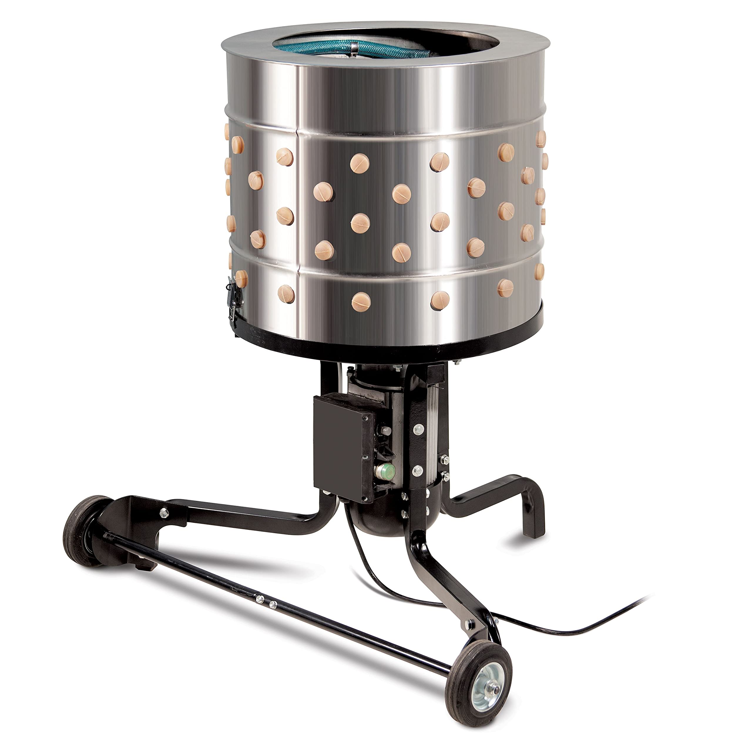 Photo 1 of **SELLING FOR PARTS. MAJOR DAMAGE.**Yardbird 21833 Chicken Plucker, Stainless Steel, 1.5 HP Motor, 20-inch Drum, 110 Natural Soft Fingers, Integrated Irrigation Ring, Transport Wheels, Simple Debris Collection