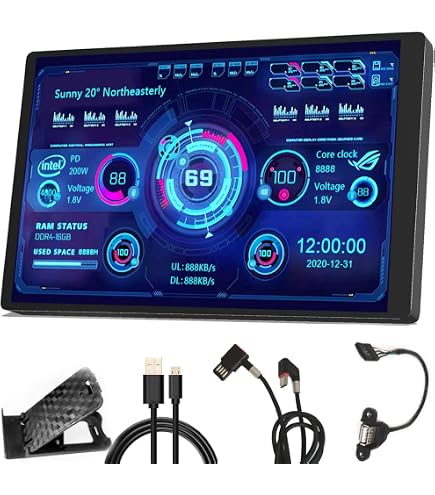 Mini Schermo USB IPS da 3,5 Pollici, Display Temperatura Computer