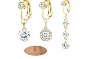 ShinyStyle J4You 3Pcs Fake Belly Piercing Fake Belly Ring for Women Fake Belly Button Piercing Clip On Belly Button Rings Fake Navel Ring Non Piercing