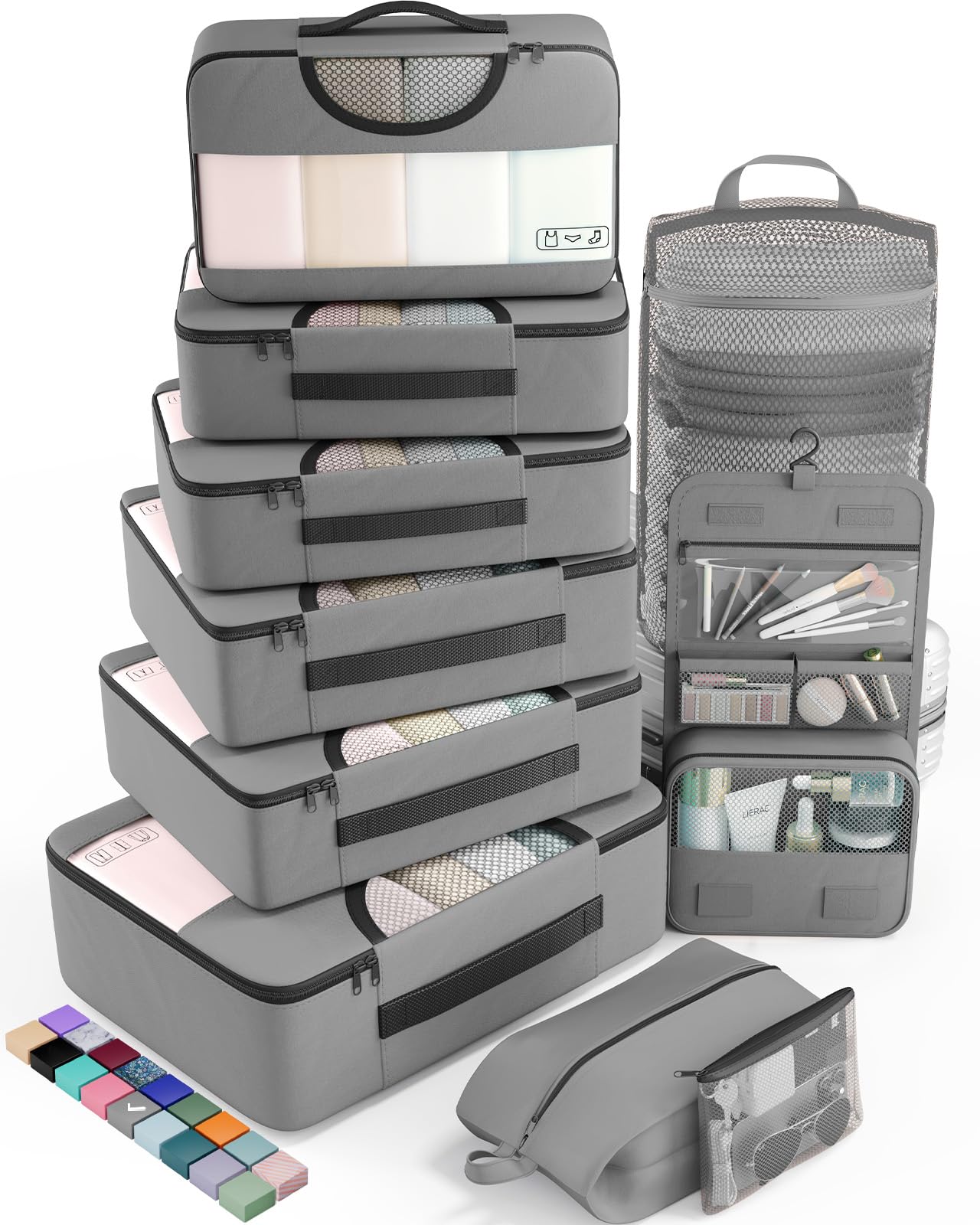 Photo 1 of Veken 10 Set Packing Cubes for Travel Essential, Suitcase Organizer Bags in 4 Sizes, Carry-On Luggage Accessories with Large Laundry & Hanging Toiletry Bag, Must-Have for Airplane, Road Trip & Camping