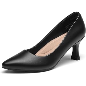 DREAM PAIRS Women Arch Support Comfort Kitten Pumps Heels | Comfortable 2.71 inch low Heels with 3D memory foam cushioned ins