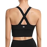 Yvette Longline Cross Strap Yoga Sports Bras for Women Wide High Sides Light Support Cropped Tank Top