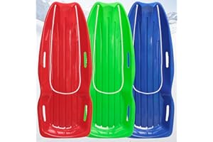 MADHOLLY Plastic Snow Sled for Kids Adult- Flexible Sand Sled with Pull Rope for 1-2 Rider Toboggan Sleds Snow Sledding Kids Gift