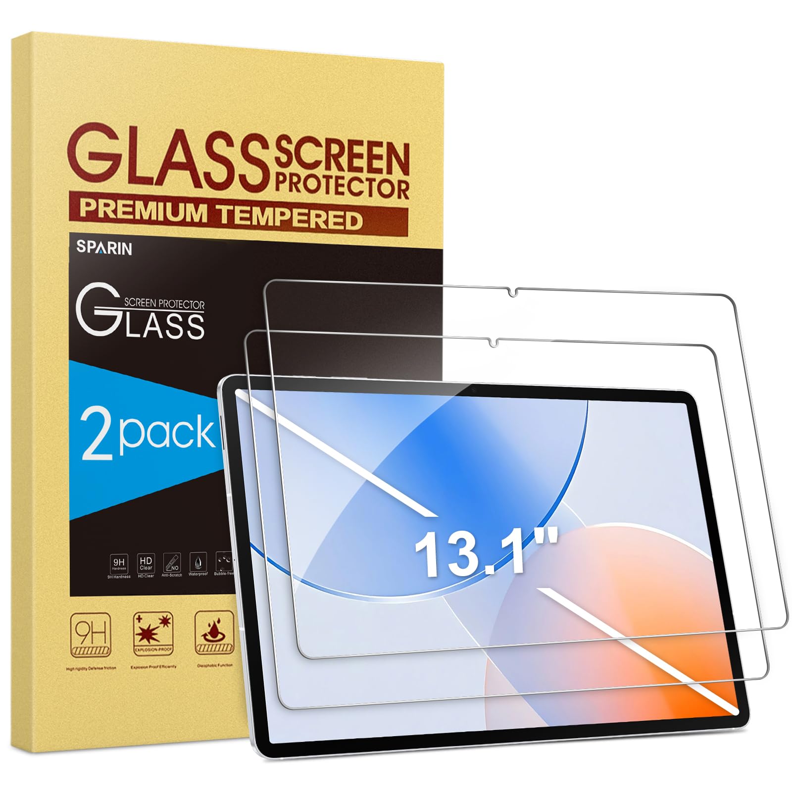 Photo 1 of SPARIN 2 Pack 13.1 Inch Screen Protector for Samsung Galaxy Tab S10 FE Plus 2025, Tempered Glass for Samsung Tablet S10 FE+, Case Friendly Accessories, S Pen Compatible, HD Clear Film