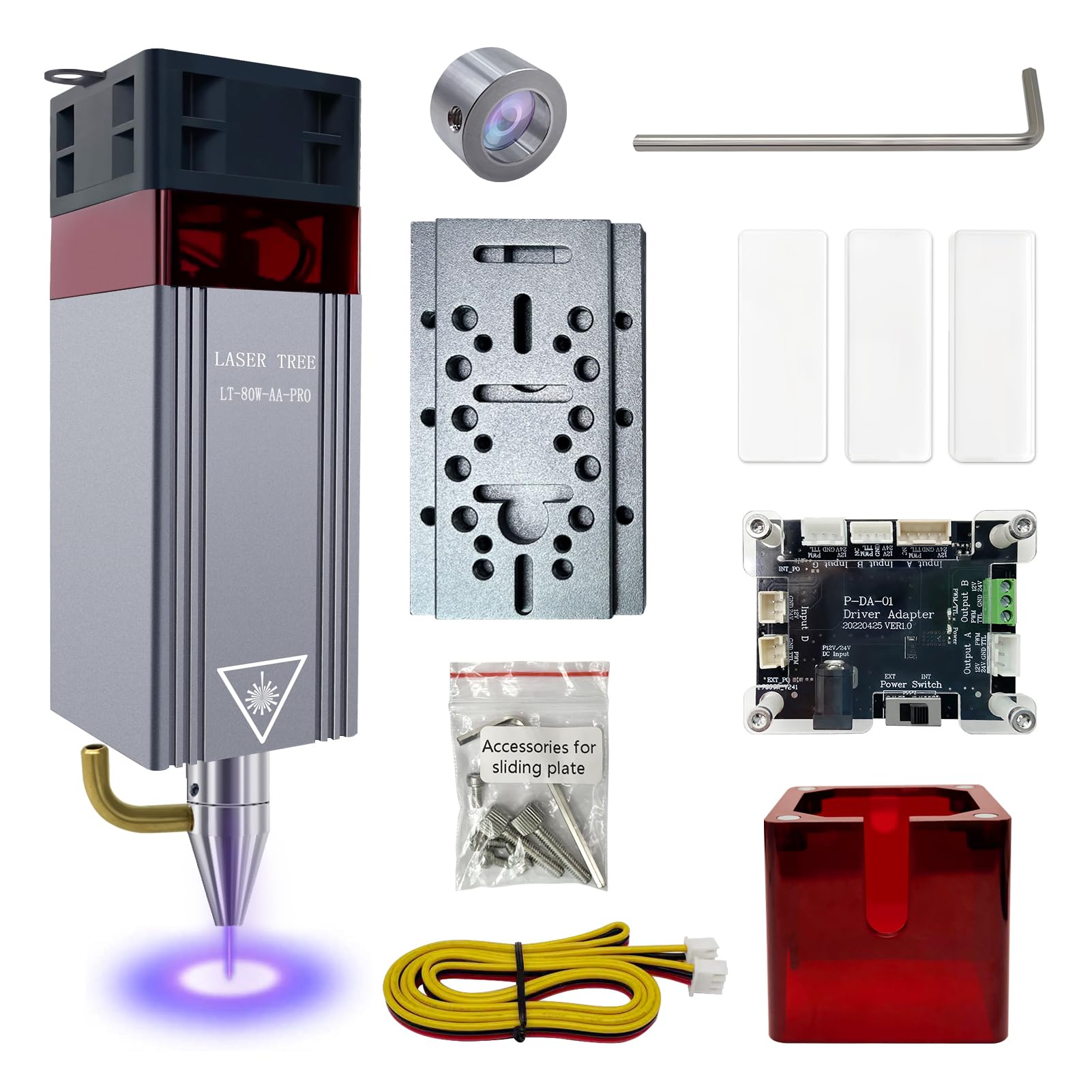 Upgraded 10W Laser Module kit with Air Assist and Magnetic Eye Protection Together, LASER TREE 10W Laser Head Double Ultra-Fine Compressed Spot Compatible with Laser Engraver Machine,12V