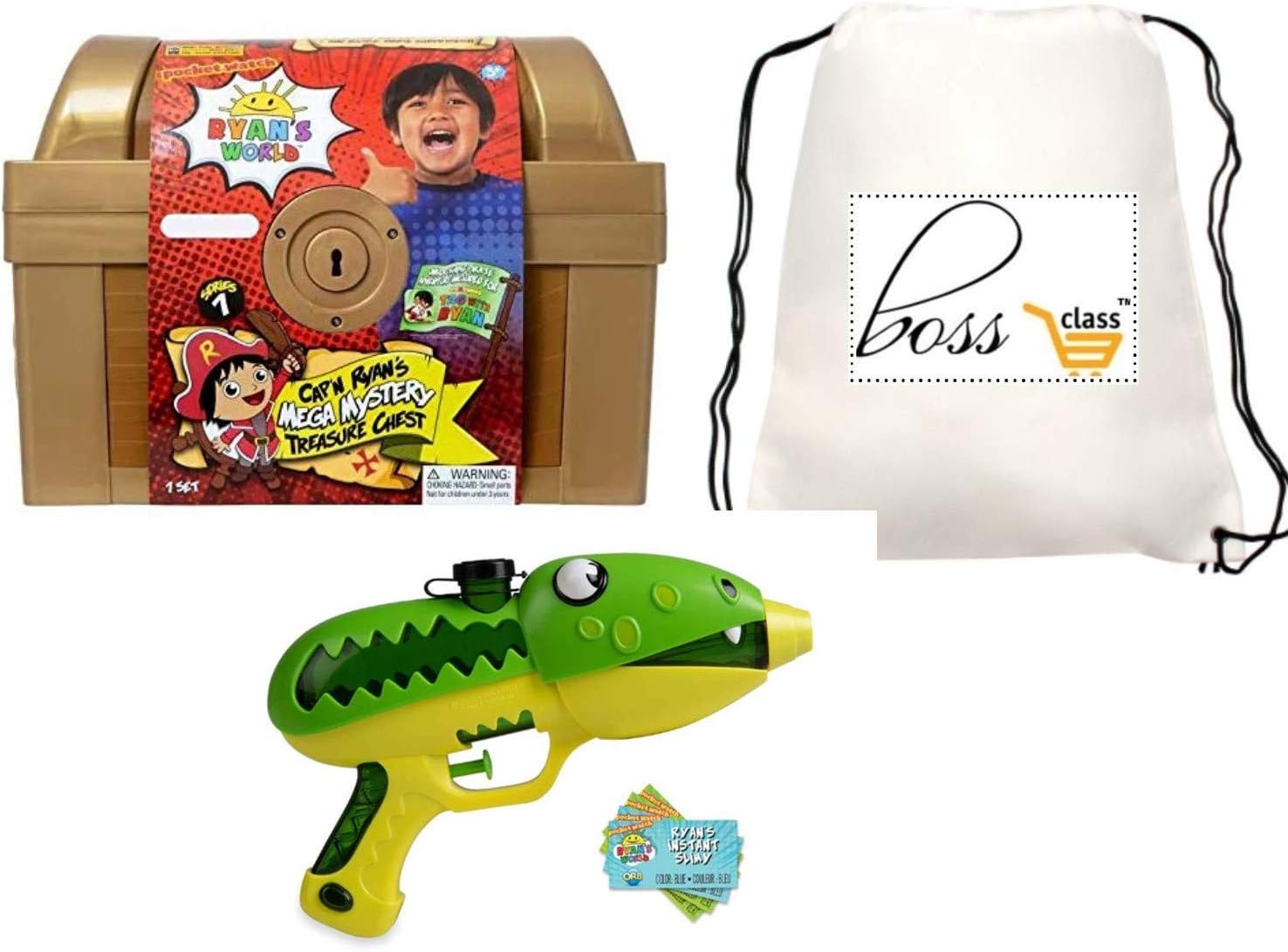 POG Kids Boys Ryan Ryan's World (Bonus POLOSIE Pen ) Slimy Blaster & Exclusive Mega Mystery Treasure Chest, Over 1FT Long
