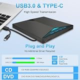 OrcoW USB 3.0 Type-C CD DVD Drive Player Burner Reader Writer w/ 4 USB SD TF view 2