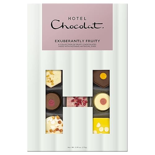 Hotel Chocolat Exuberantly Fruity H-Box 170g - 18-Piece Fruity Dark, White, Milk Chocolate Box - Suitable for Vegetarians - Gift for Birthday, Thank You, Congratulations, Anniversary