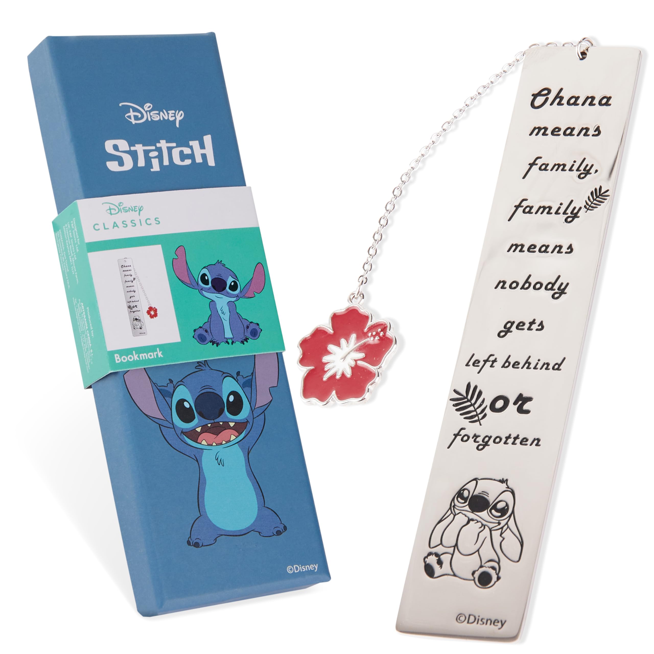 Disney Stitch Bookmark with Gift Box Metal Page Markers Hanging Charm Stainless Steel Gifts for Women Teens Kids School Uni Reading Teacher Gifts (Silver Stitch)