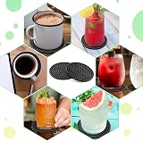 Yafe 8Pcs Black Coasters Thick Silicone 0.2in 10x10cm Non-Slip Round Set view 7