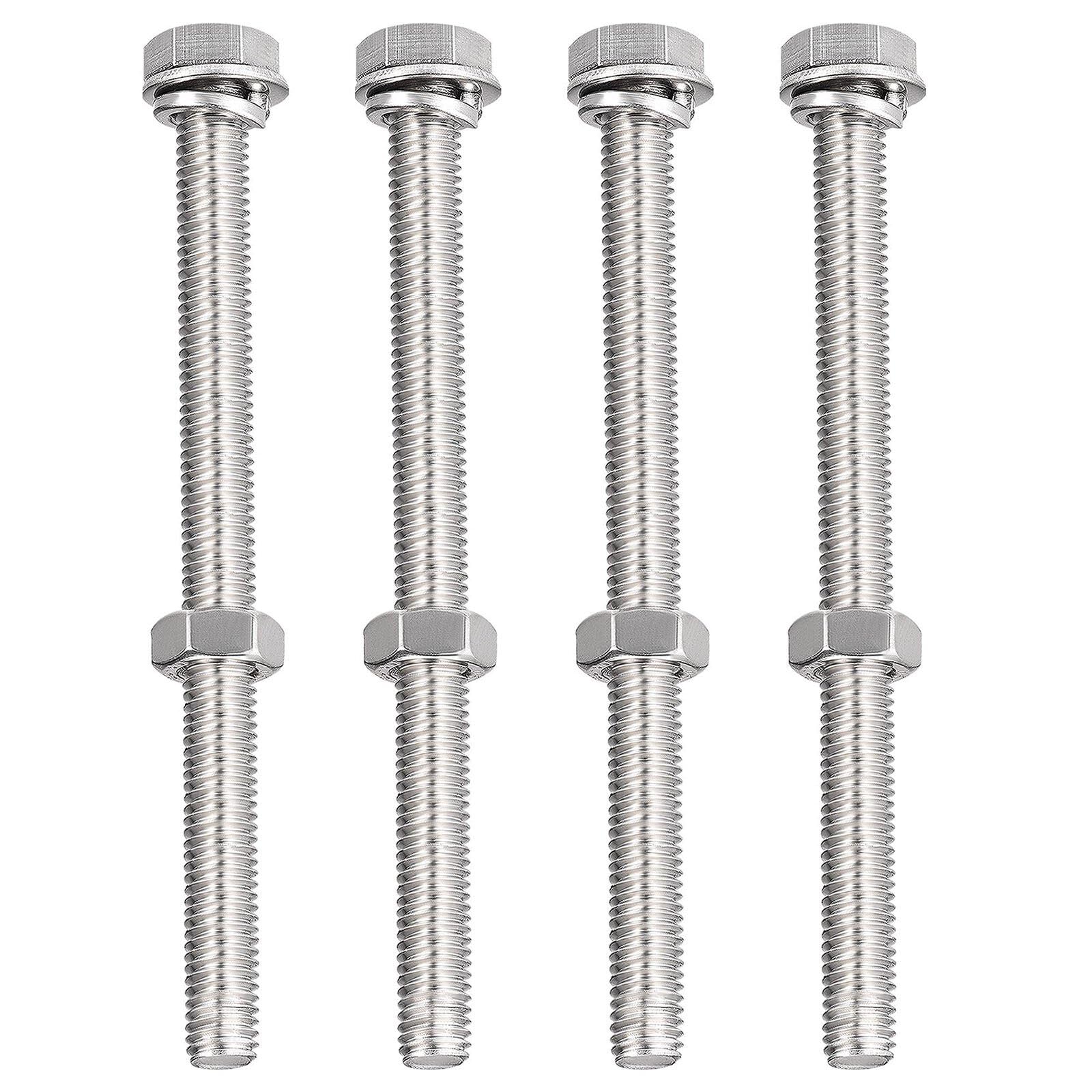 TA-VIGOR 4Pcs M8 x 100mm Hex Head Screws Bolts, Nuts, Flat & Lock Washers Kits, Fully Thread Hexagon Bolts, High Tensile Cap Screws for Metal Work, Automotive Machinery, Bike Motorcycles Repair