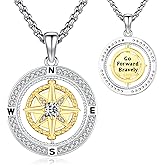 LOOVE Compass Necklace Sterling Silver Classic Celtic World Map Rotatable Compass Pendant Graduation Friendship Talisman Travel Necklace Inspirational Gift Jewelry for Women