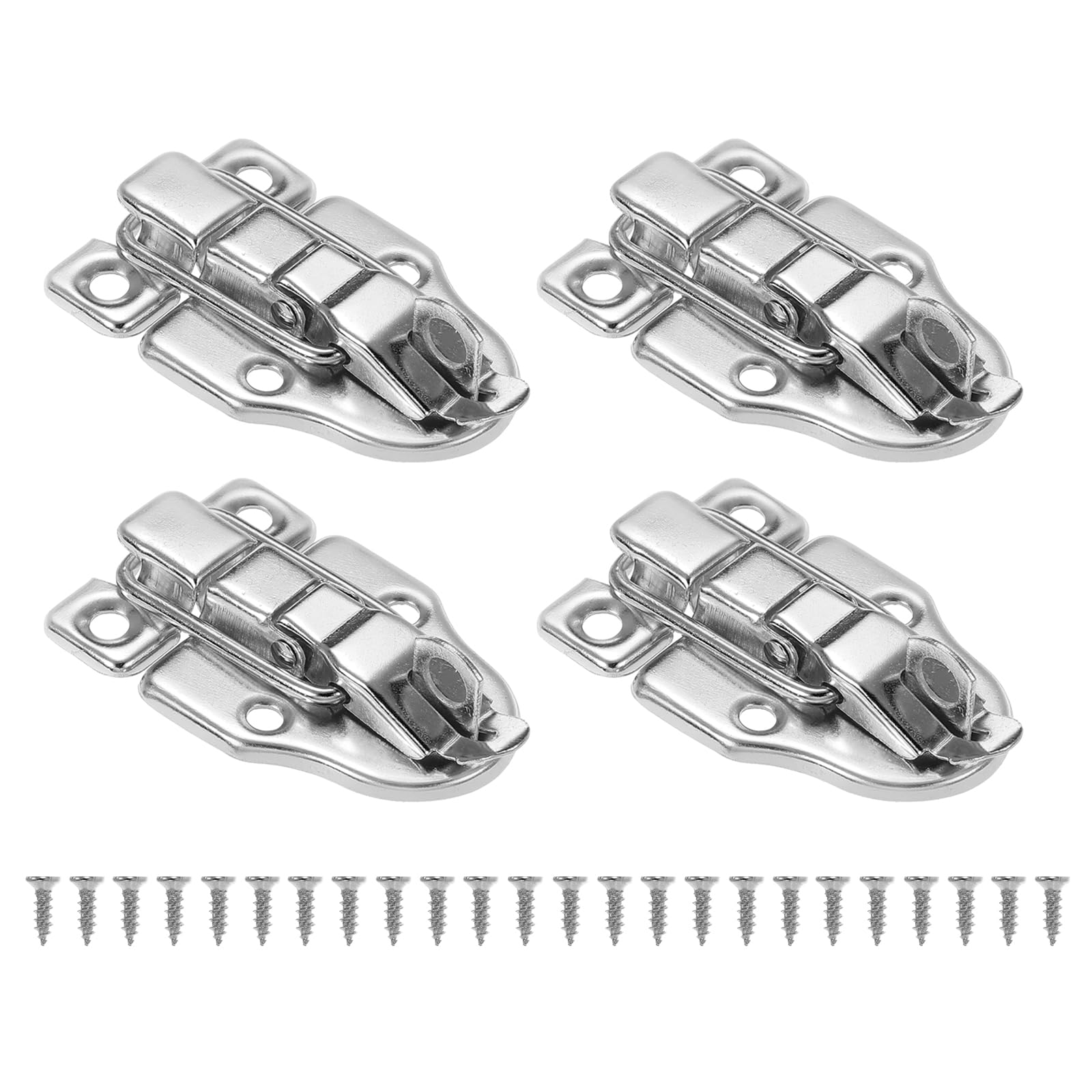 PATIKIL Small Metal Box Toggle Latch, 4 Pack Vintage Duckbilled Hasp Latch Catch with Padlock Hole & Screw for Wood Jewelry Cabinet Toolbox Ordinary Box, Silver