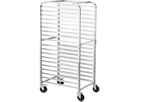 Garvee 20 Tier Aluminum Bun Pan Rack with Lockable Casters, Large Capacity Commercial Mobile Bakery Cooling Rack Trolley for 